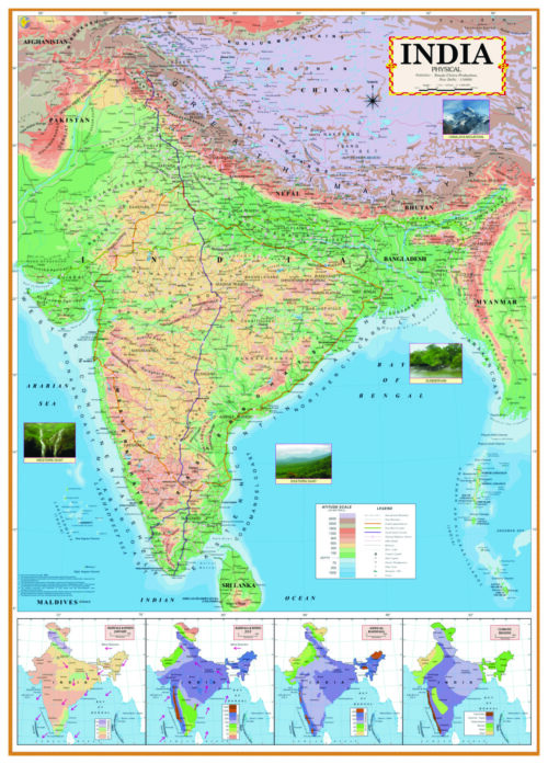 India Political and Physical English Map